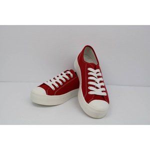 Soda Sneakers Shoes Women's 10 Red White Canvas Lace Up Low Top Platform New